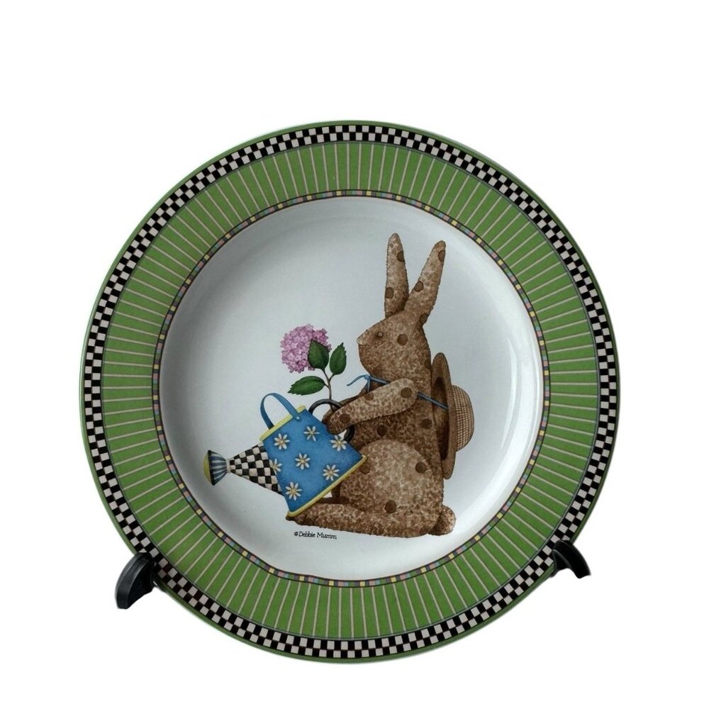 Debbie Mumm EASTER Bunny Rabbit Plate SAKURA 1998 Green